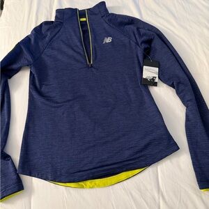 New Balance Half-Zip Performance Pullover - Navy/Yellow Trim